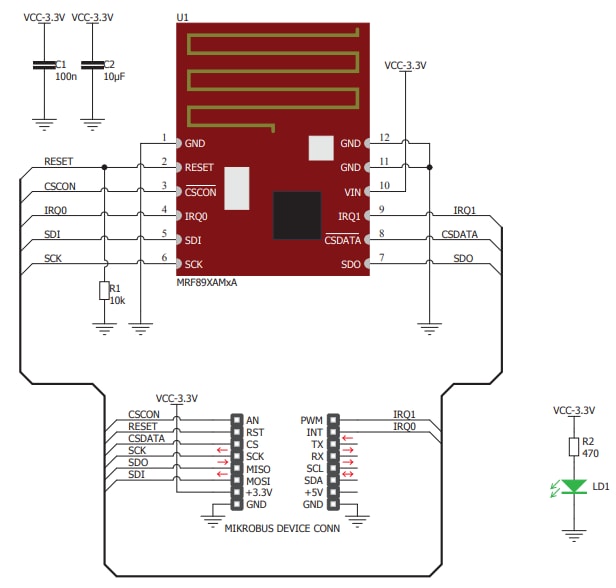 Schematic - Mikroe MIKROE-2925 MiWi 2 Click